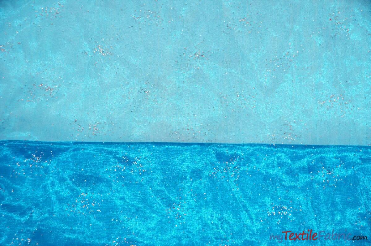 Sparkle Organza Fabric | Glitter Beads on Organza Fabric | 58" Wide | Fabric mytextilefabric Yards Turquoise