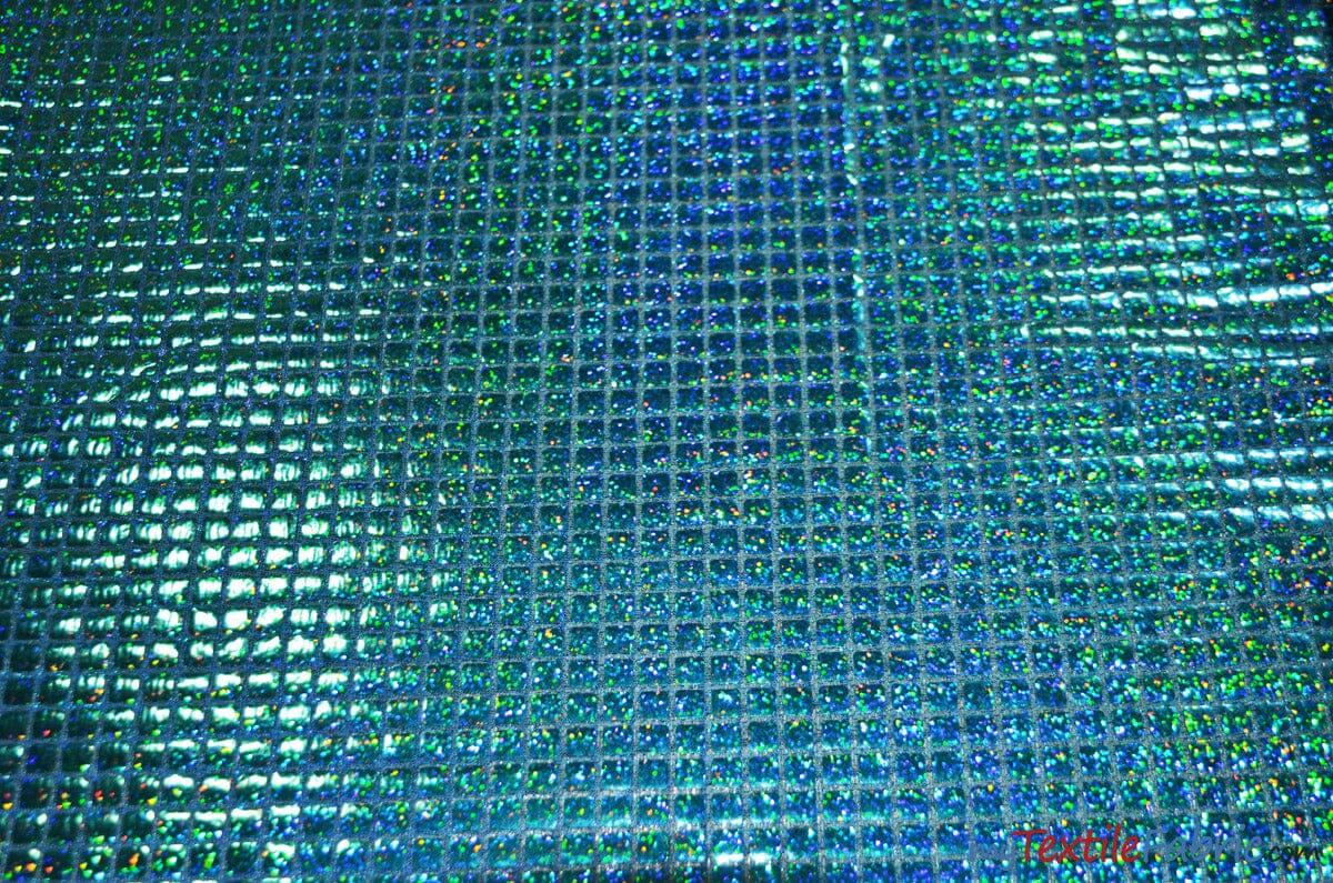 Hologram Square Sequins Fabric | Holographic Quad Sequins Fabric by the Yard | 40" Wide | Glued on Sequins for Decoration | 7 Colors | Fabric mytextilefabric Yards Turquoise