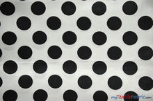 Load image into Gallery viewer, Polka Dot Satin | Soft Satin Polka Dot Charmeuse Fabric | 60&quot; Wide | Fabric mytextilefabric Yards White Black Polka Dot 

