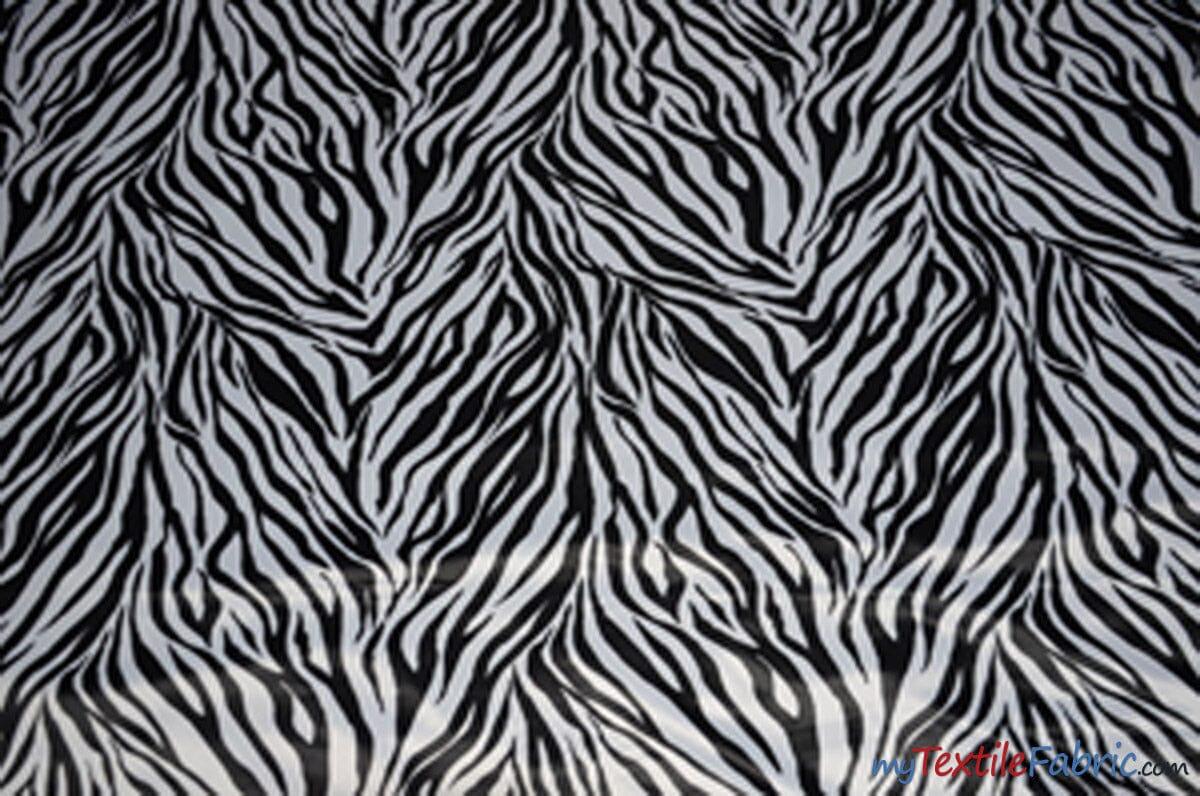 Black White Zebra Print Fabric | Zebra Satin Fabric | Dull Satin Print | 60" Wide | Fabric mytextilefabric
