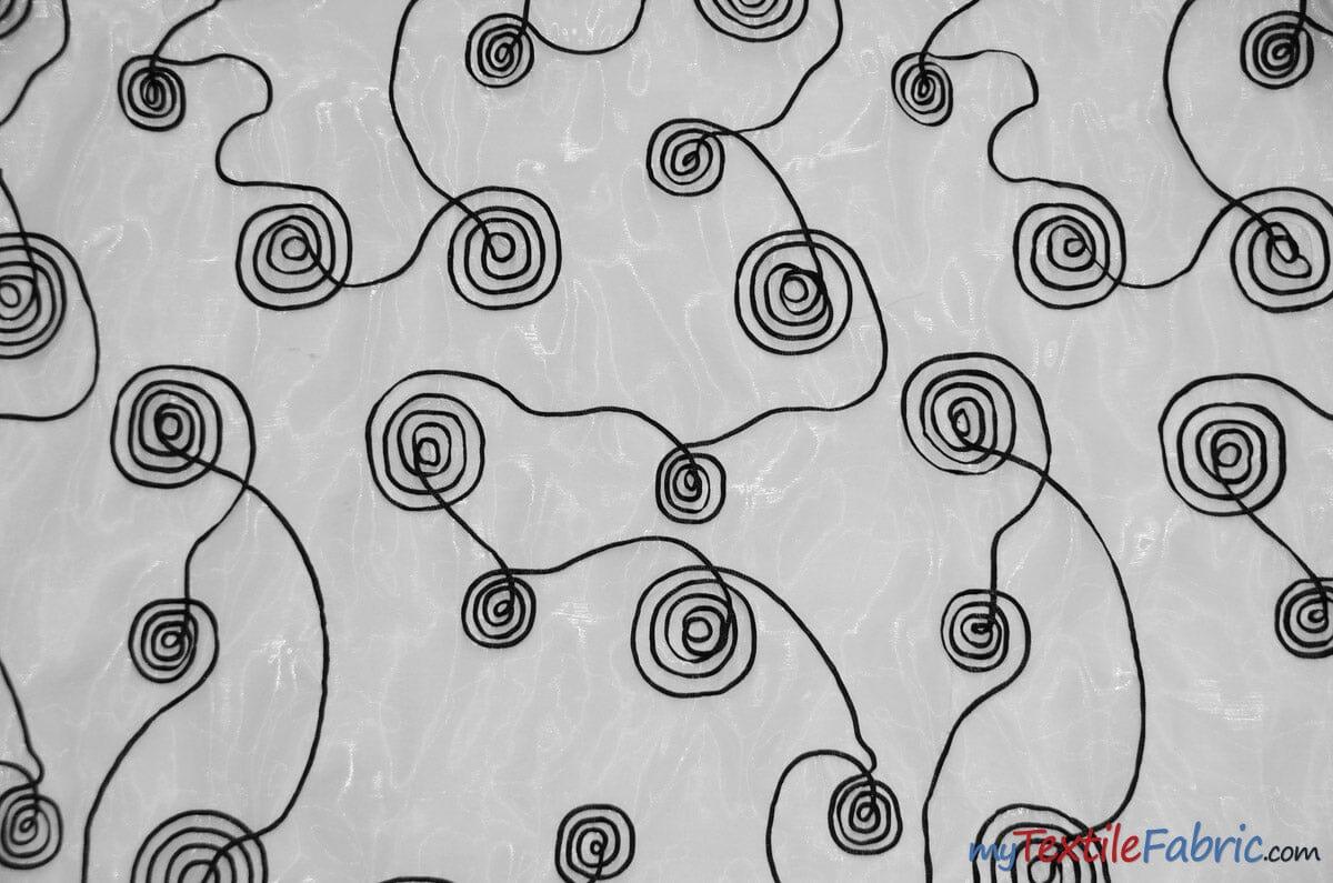 Donatello Organza Embroidery Fabric | Embroidered Floral Sheer | 54" Wide | Multiple Colors | Fabric mytextilefabric Yards White Black