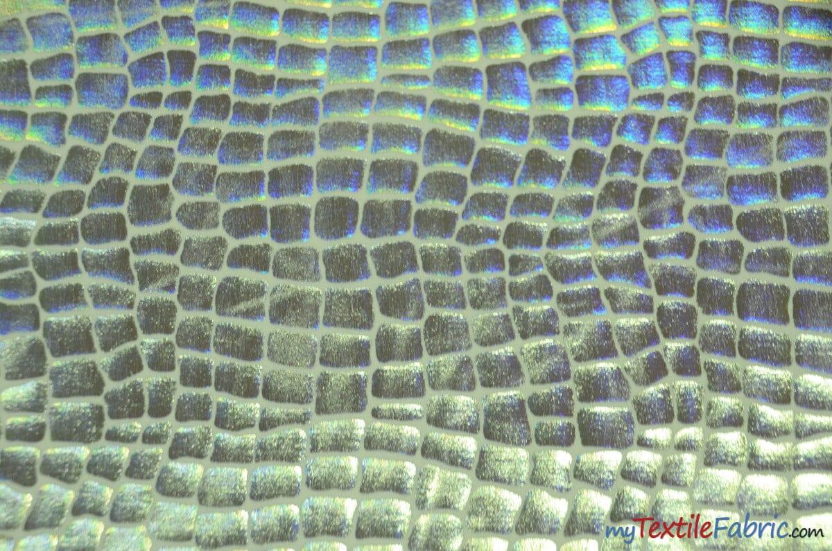 4 Way Stretch Dancewear Fabric | Anaconda Hologram Spandex | 58/60" Wide | Multiple Colors | Fabric mytextilefabric Yards White Silver