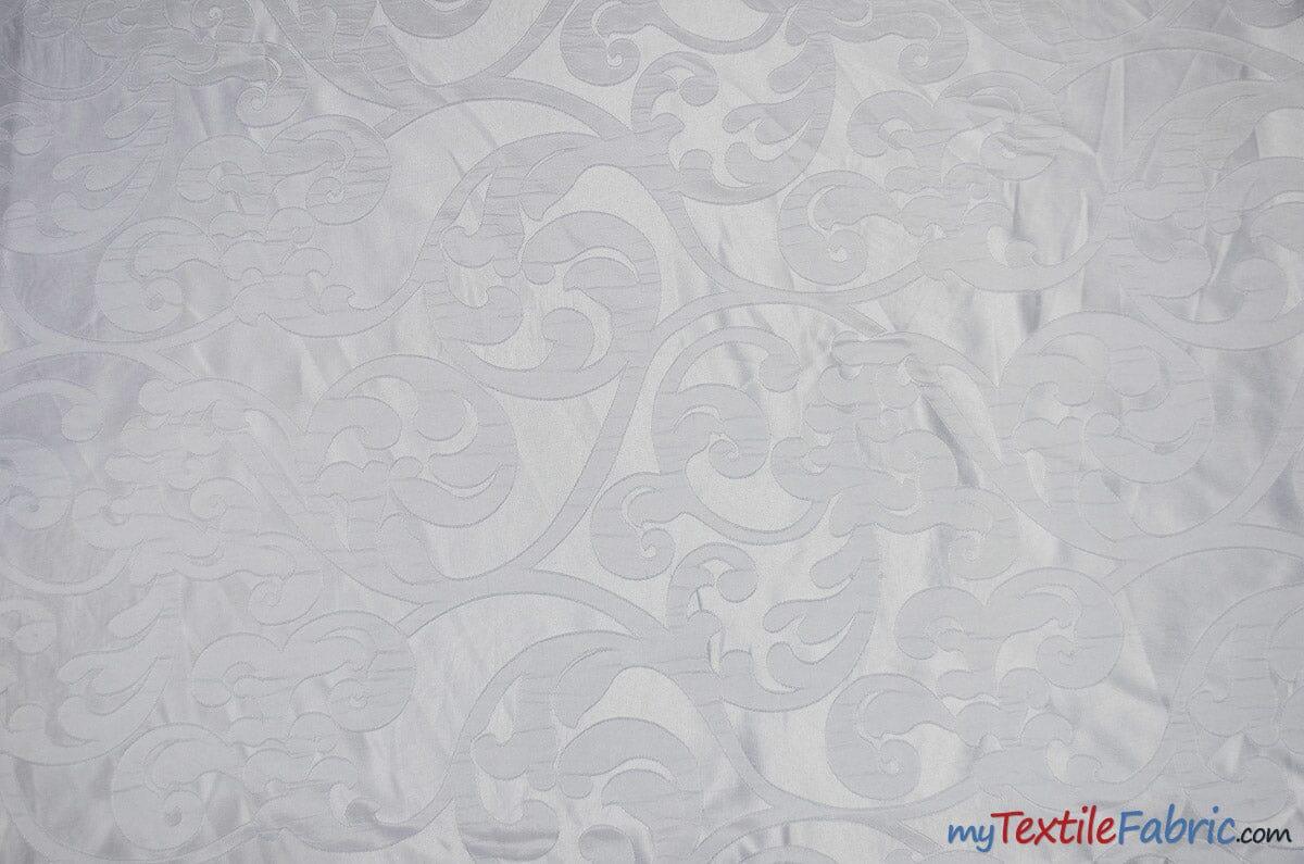 Victorian Damask Jacquard Fabric | Victorian Damask Brocade | 60" Wide | Drapery, Curtains, Tablecloth, Costume | Multiple Colors | Fabric mytextilefabric Yards White