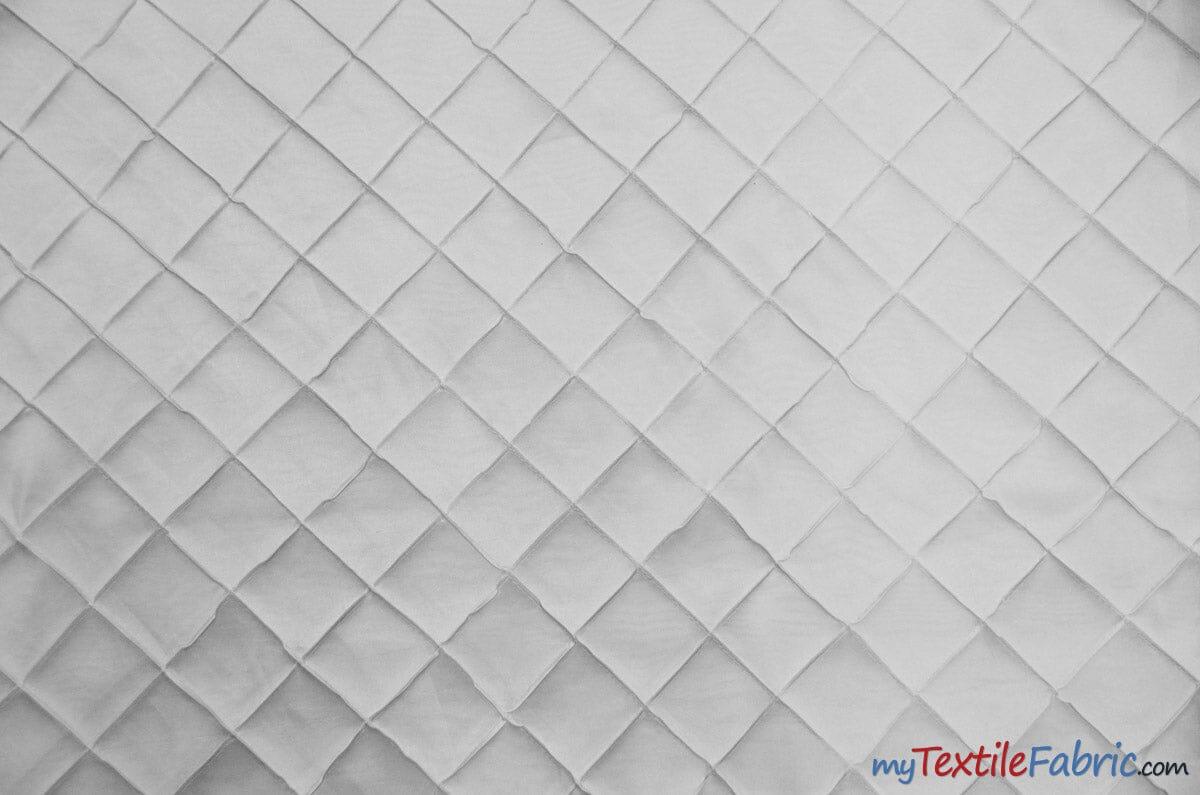 Taffeta Pintuck Fabric | 2"x2" Diamond | Diamond Taffeta Fabric | 54" Wide | Multiple Colors | Fabric mytextilefabric Yards White