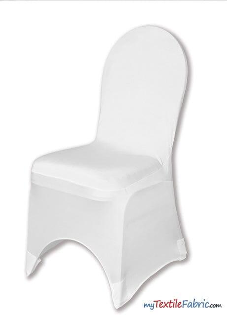Spandex Chair Cover For Banquet Chairs | Chair Cover for Wedding, Event, Ballroom | Stretch Chair Cover | Multiple Colors | Fabric mytextilefabric By Piece White