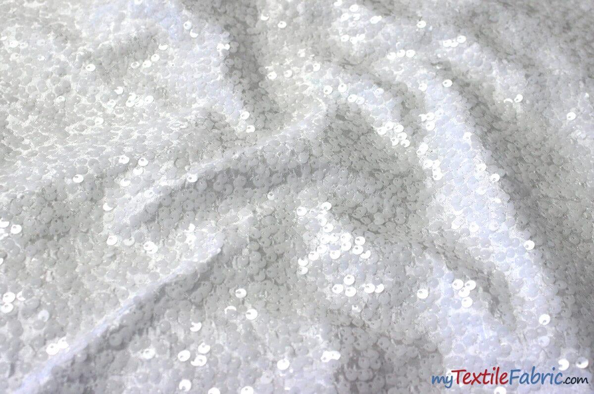Sequins Taffeta Fabric by the Yard | Glitz Sequins Taffeta Fabric | Raindrop Sequins | 54" Wide | Tablecloths, Runners, Dresses, Apparel | Fabric mytextilefabric Yards White