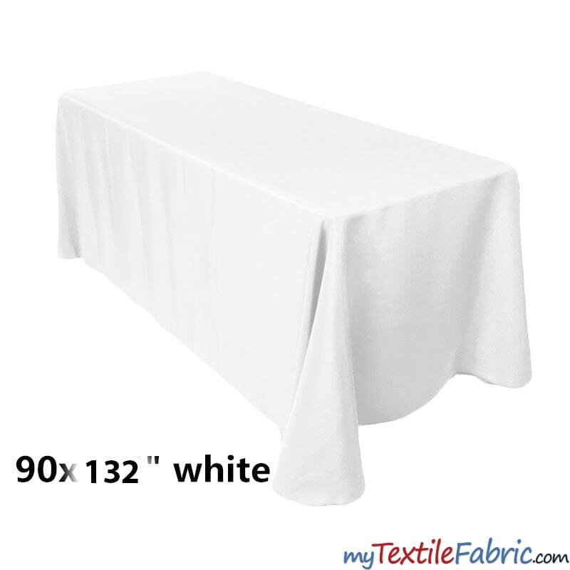 90" x 132" Polyester 6Ft Tablecloth | 6ft Table Drape | Sold by Piece or Wholesale Box | Fabric mytextilefabric By Piece White
