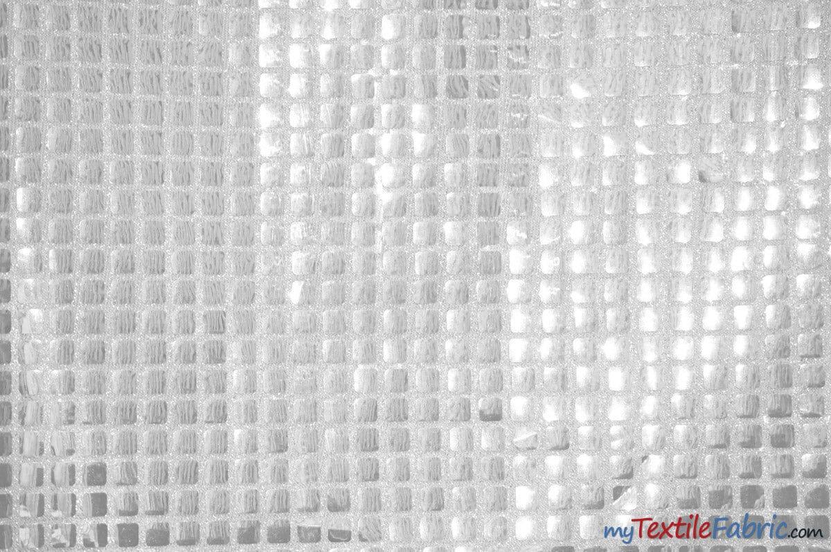 Square Sequins Fabric | Quad Sequins Fabric | 45" Wide | Multiple Colors | Decor and Costumes | Fabric mytextilefabric Yards White