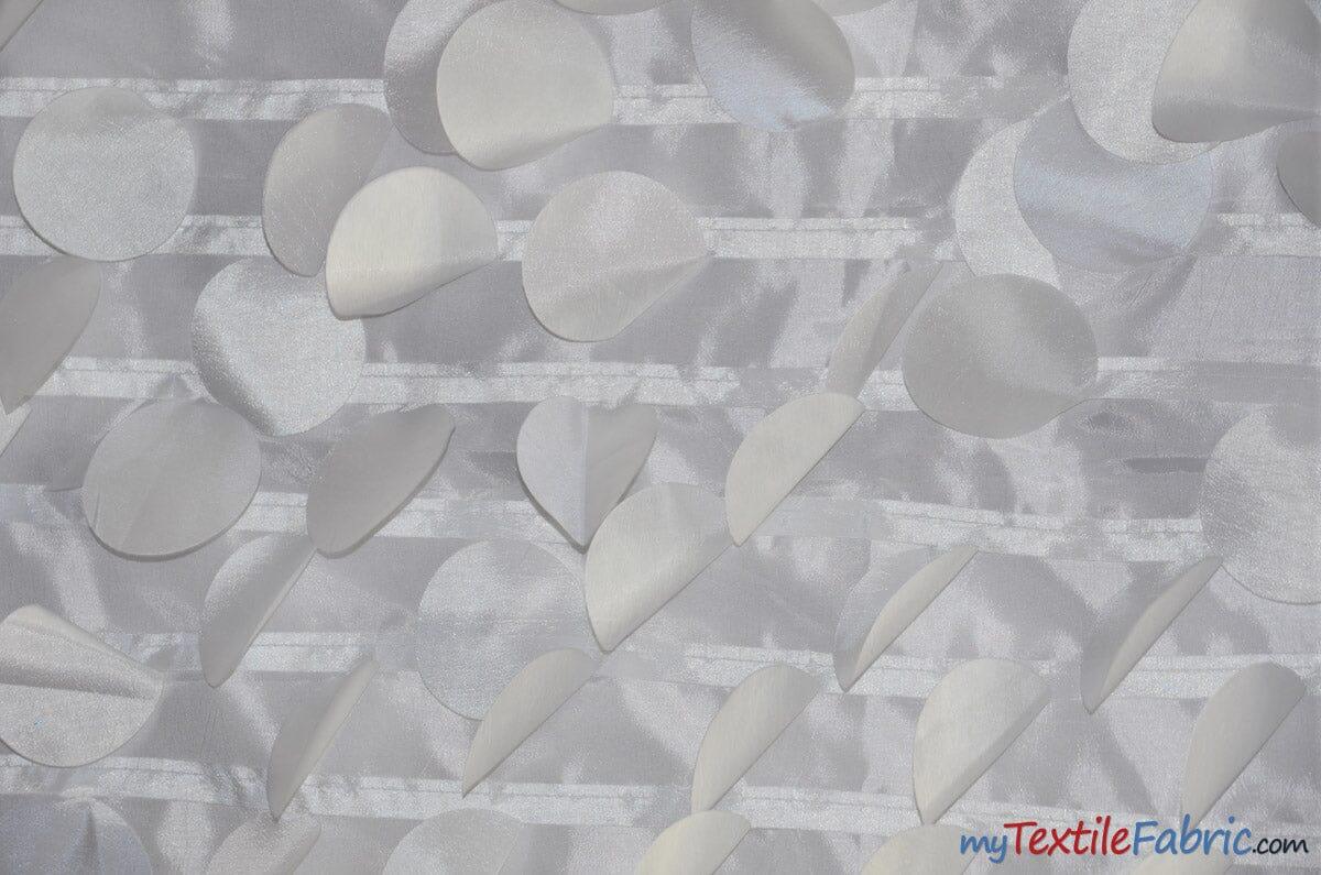 Petal Taffeta Fabric | Hanging Round Petal Taffeta | 57" Wide | Multiple Colors Fabric mytextilefabric Yards White