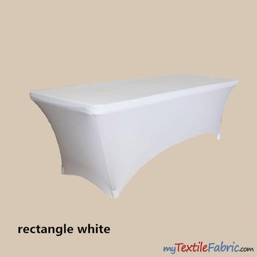 6ft Spandex Tablecloths - Fits Standard 6ft Table | Sold by Piece or Wholesale Box | Fabric mytextilefabric By Piece White