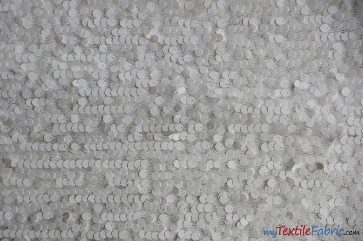 New York Dazzle Sequins Fabric | 6mm Sequins Fabric | 52" Wide | Multiple Colors | Fabric mytextilefabric Yards White