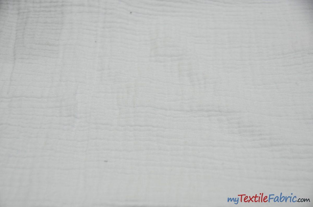 Double Layer Cotton Gauze Fabric | Soft Double Layer Muslin | 48" Wide | Double Cotton Gauze Fabric | Fabric mytextilefabric Yards White