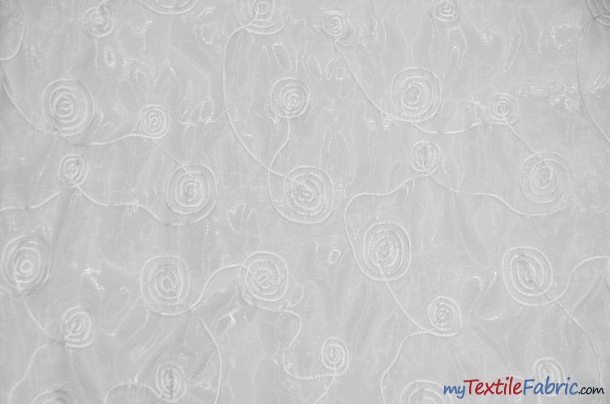 Donatello Organza Embroidery Fabric | Embroidered Floral Sheer | 54" Wide | Multiple Colors | Fabric mytextilefabric Yards White
