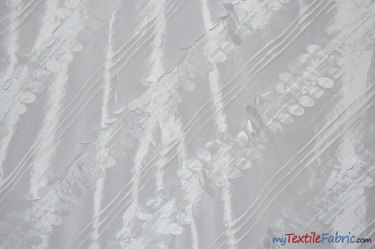 Forest Taffeta Embroidery | Hanging Leaf Taffeta | 54" Wide | Multiple Colors | Fabric mytextilefabric Yards White