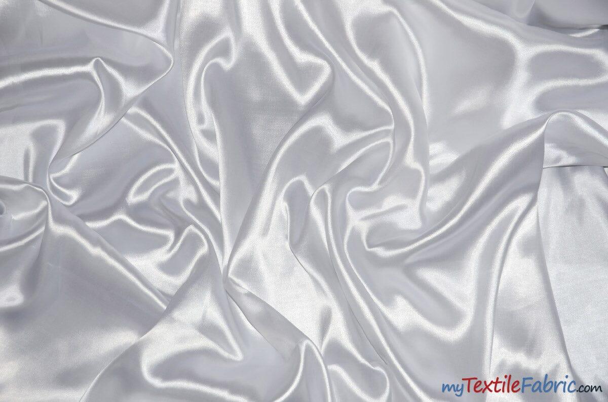 Silky Soft Medium Satin Fabric | Lightweight Event Drapery Satin | 60" Wide | Economic Satin by the Wholesale Bolt | Fabric mytextilefabric Bolts White 0001