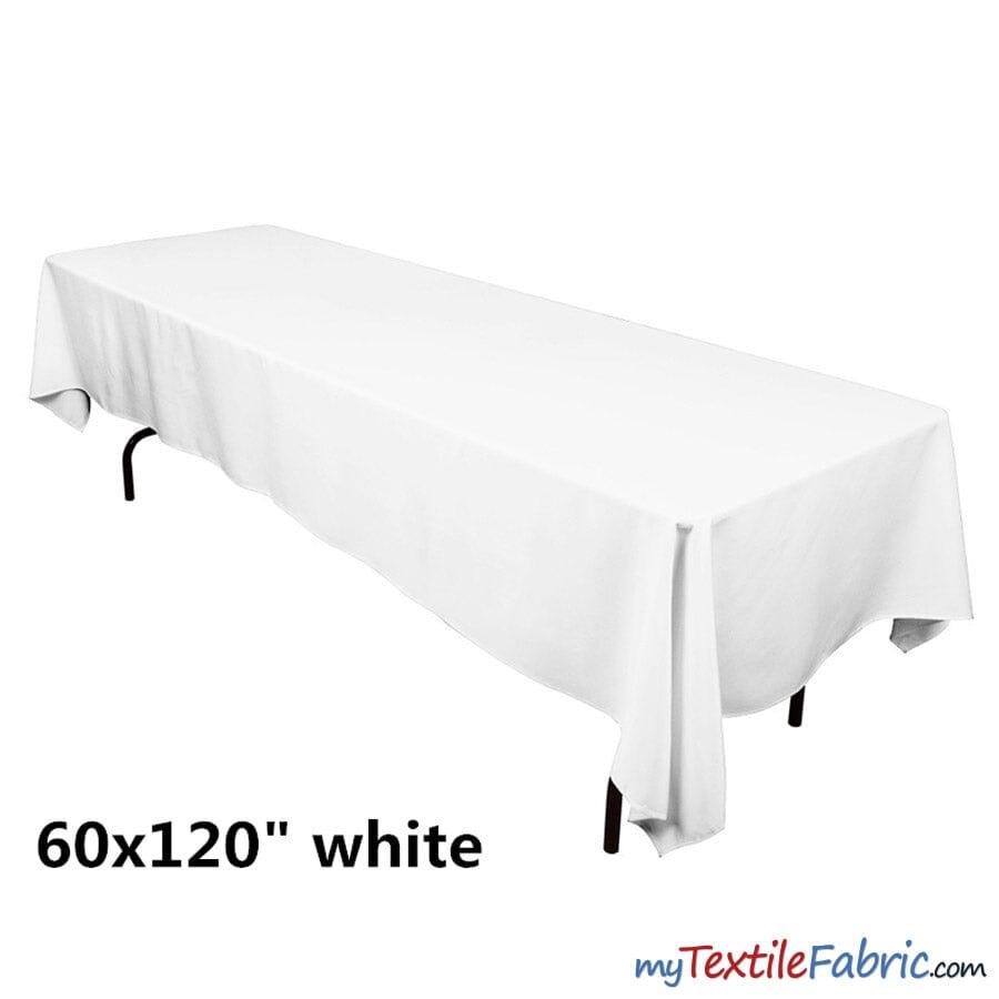 60" x 120" Banquet Polyester Tablecloth | Sold By Piece or Wholesale Box | Fabric mytextilefabric By Piece White