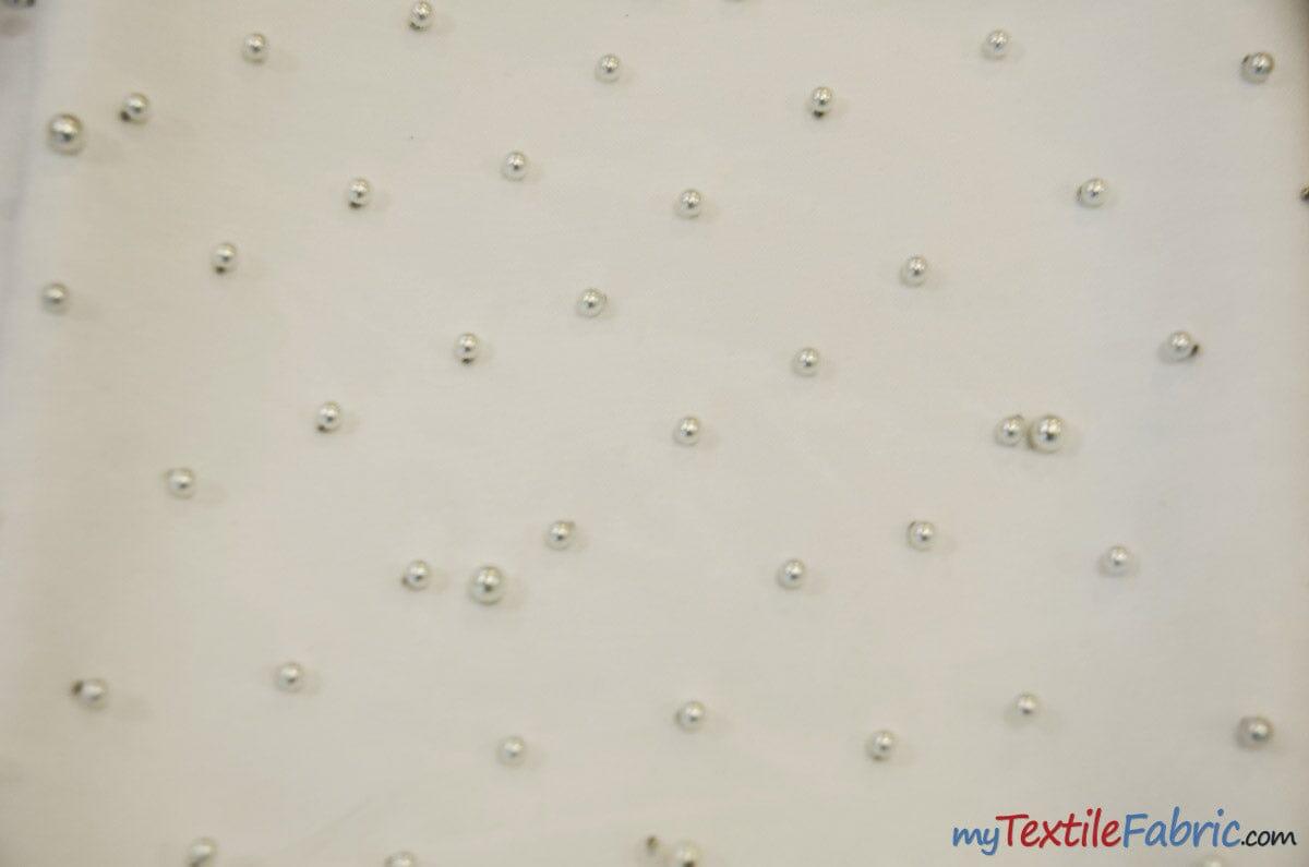 Very Soft Tulle with Pearls | Tulle with Beads | 52" Wide | Bridal Veil Tulle, Wedding Dress | Fabric mytextilefabric Yards White