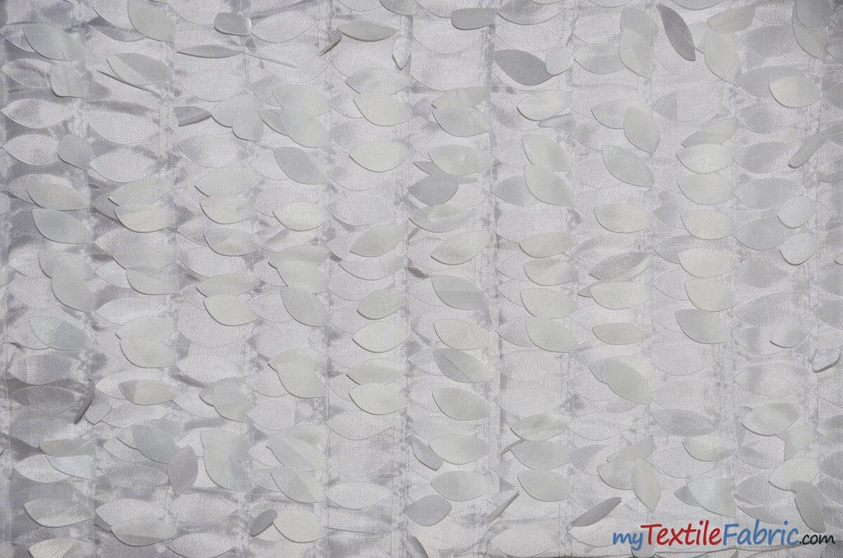 Leaf Taffeta | Hanging Leaf Taffeta | 57" Wide | Multiple Colors Available | Fabric mytextilefabric Yards White