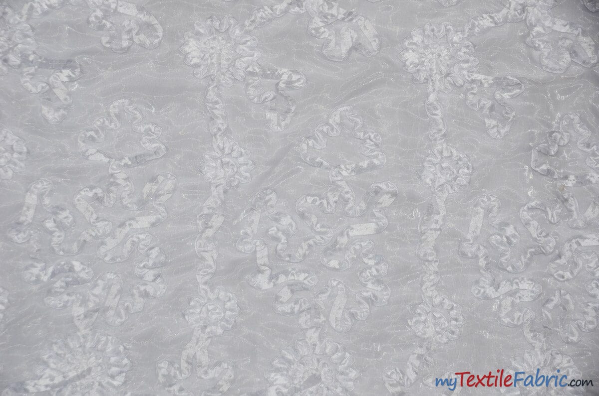 Luxury Organza Embroidery Fabric, Embroidered Ribbon Organza