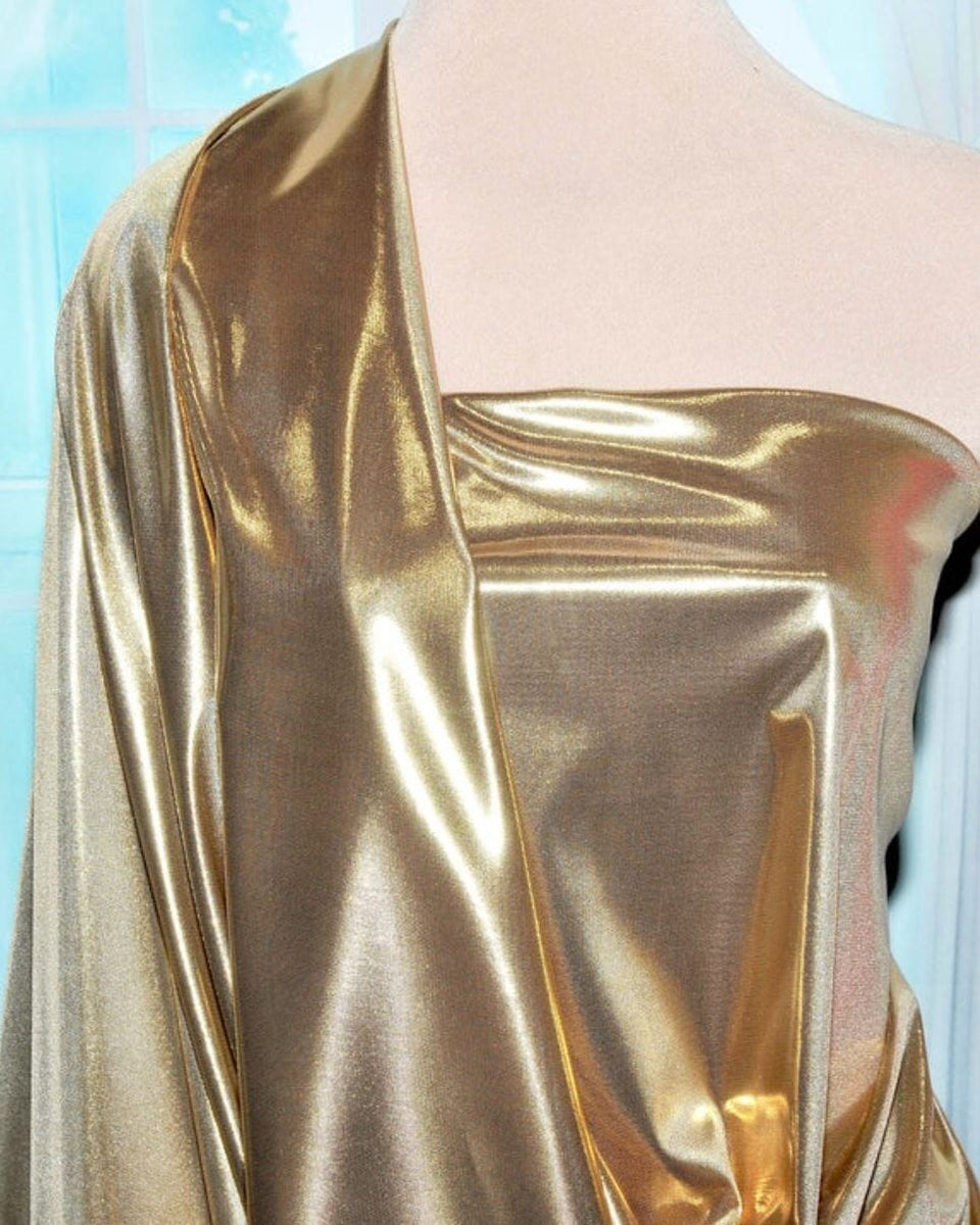 Liquid Lame Stretch Fabric Gold/white .. 43 Cuttable ..costume, Clothing,  Crafts, Decor, Formal, Scarfs 