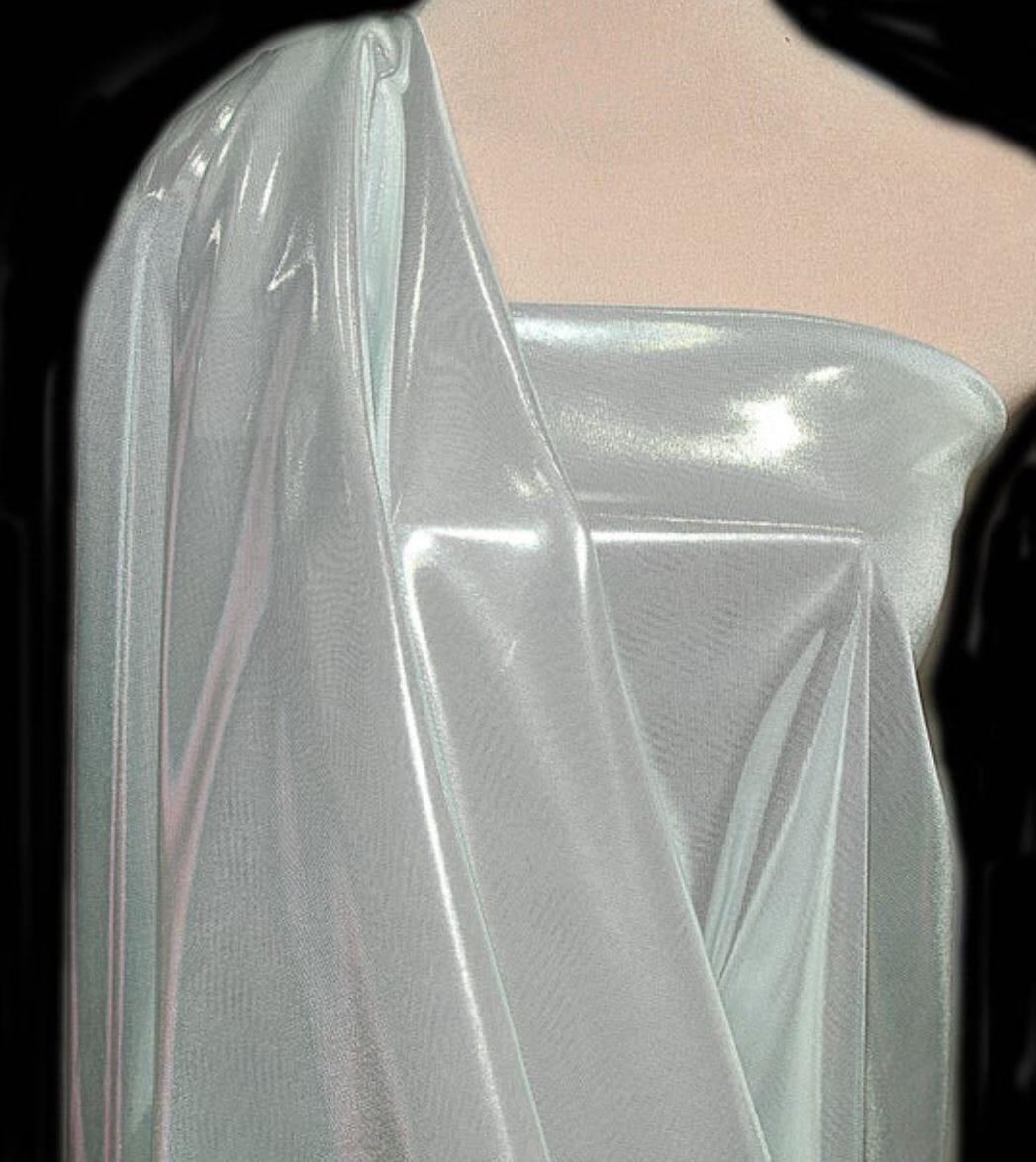 Soft Liquid Lame Stretch Fabric | 40" Cuttable | Costume, Clothing, Crafts, Decor, Scarfs | Multiple Colors | Fabric mytextilefabric Yards White Silver