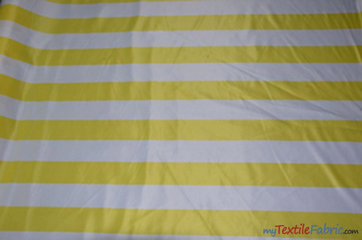 3.5" Stripe Satin Print | Dull Satin Print | 58/60" Wide | Multiple Colors | Stripe Satin Print Fabric | Fabric mytextilefabric Yards Yellow White 3.5 Inch Stripe
