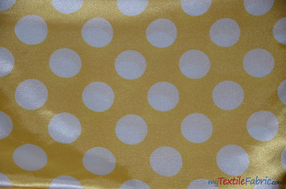 Polka Dot Charmeuse - Fabric by the yard - White/Red - Prestige Linens