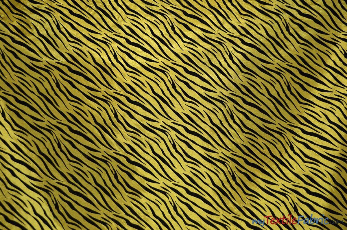 Zebra Flocking Taffeta | Flocking Velvet Zebra on Taffeta Fabric | 60" Wide | Curtains, Apparel, Cosplay, Costume, Decor | Fabric mytextilefabric Yards Yellow Zebra