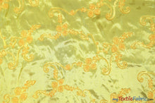 Load image into Gallery viewer, Ribbon Taffeta Fabric | Ribbon Cord Taffeta Embroidery | 54&quot; Wide | Multiple Colors | Fabric mytextilefabric Yards Yellow 
