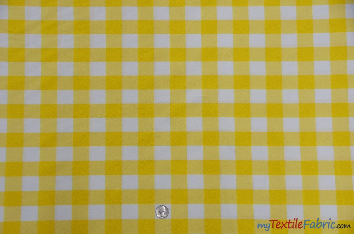 Gingham Checkered Fabric | Polyester Picnic Checkers | 1" x 1" | 60" Wide | Tablecloths, Curtains, Drapery, Events, Apparel | Fabric mytextilefabric Yards Yellow White