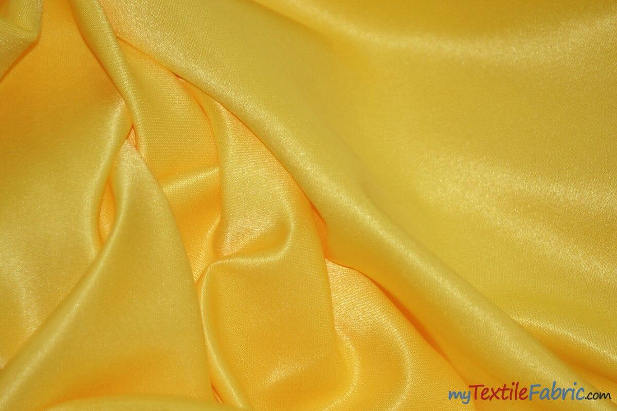 Stretch Matte Satin Peau de Soie Fabric | 60" Wide | Stretch Duchess Satin | Stretch Dull Lamour Satin for Bridal, Wedding, Costumes, Bridesmaid Dress Fabric mytextilefabric Yards Yellow