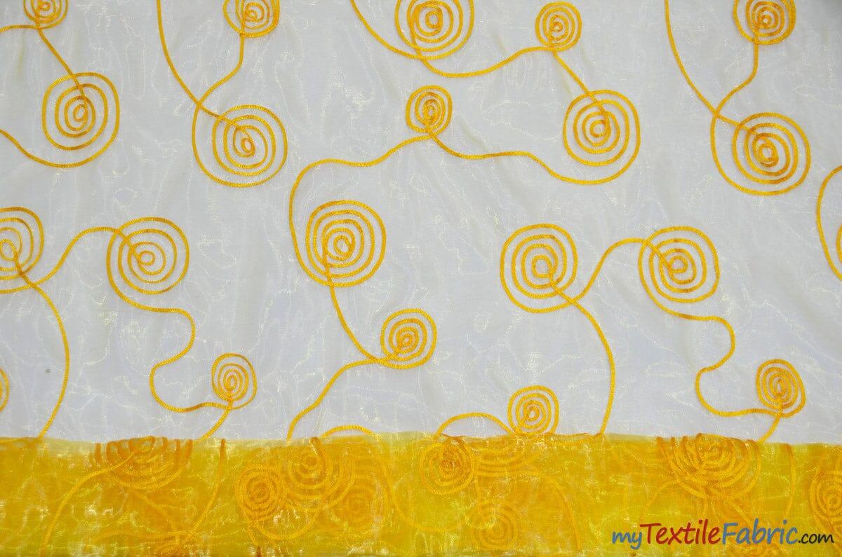 Donatello Organza Embroidery Fabric | Embroidered Floral Sheer | 54" Wide | Multiple Colors | Fabric mytextilefabric Yards Yellow