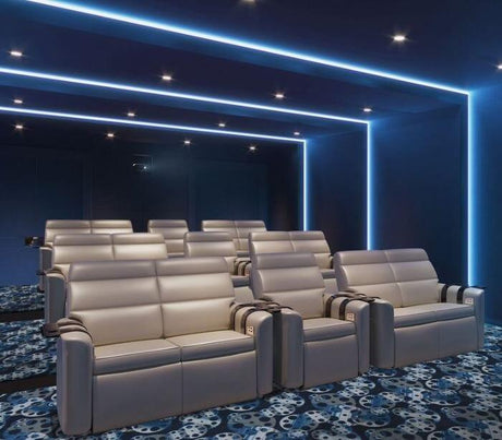 Black Theater Room with Velvet Fabric