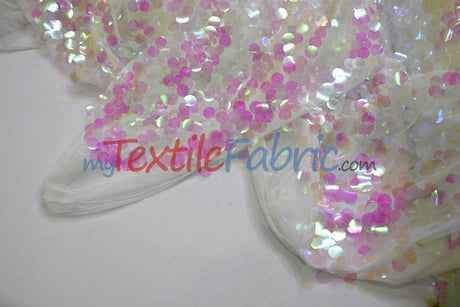 Fish Scale Paillette Sequins Fabric | 9mm Sequins Fabric | 52" Wide | Multiple Colors |