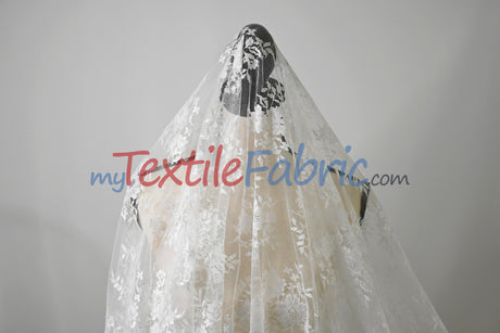 Chantilly Lace Fabric | 52” Wide | Elegant Floral Lace for Bridal & Formalwear