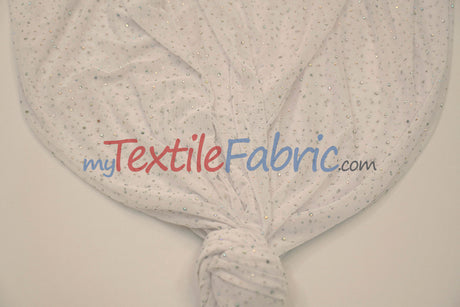 Rhinestone Stretch Power Mesh Fabric | Iridescent Crystal Embellished | Soft &amp; Lightweight | 58″ Wide | Ideal for Dancewear &amp; Costumes