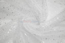 Shooting Star Foil Organza Fabric| 60" Wide | Sheer Organza with Foil Silver Metallic Star | Decor, Overlays, Accents, Dresses, Apparel |