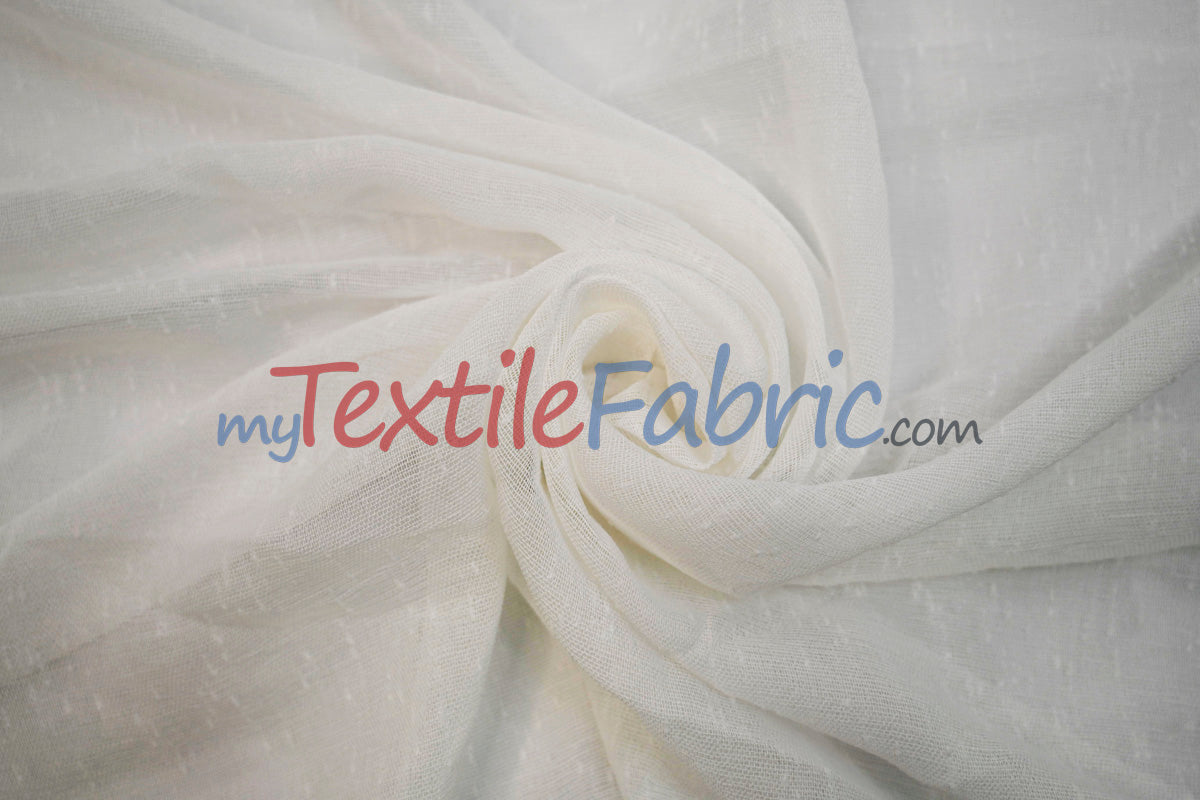 Swiss Sheer Fabric | Linen-Look Sheer Drapery | 130″ Wide | Event & Home Curtains | Available in 15 Colors