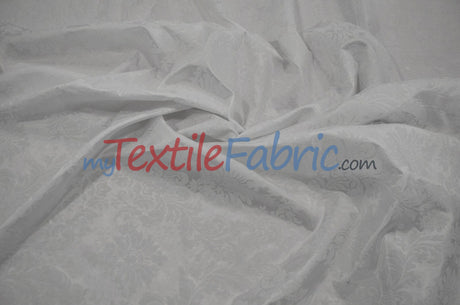 Damask Flocking Taffeta | Flocking Velvet Damask on Taffeta Fabric | 60" Wide | Curtains, Apparel, Cosplay, Costume, Decor | Fabric mytextilefabric Yards White on White Damask 