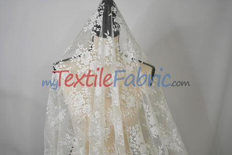 Chantilly Lace Fabric | 52” Wide | Elegant Floral Lace for Bridal & Formalwear