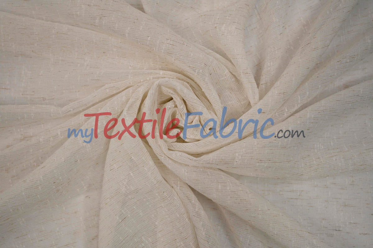 Swiss Sheer Fabric | Linen-Look Sheer Drapery | 130″ Wide | Event & Home Curtains | Available in 15 Colors