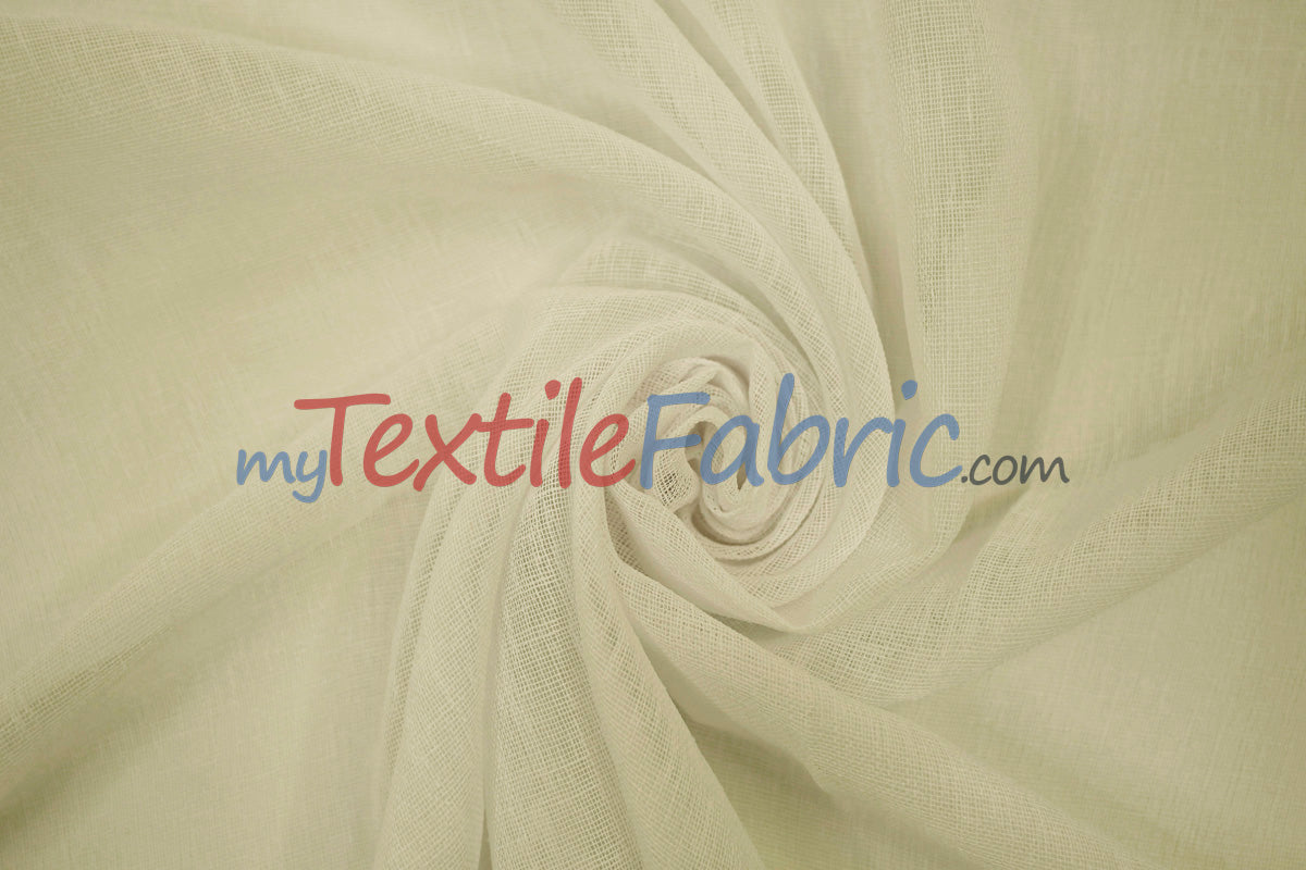 Extra Wide Turkish Sheer Fabric | 108" Wide | Textured Sheered Linen Fabric for Drapery and Curtains |