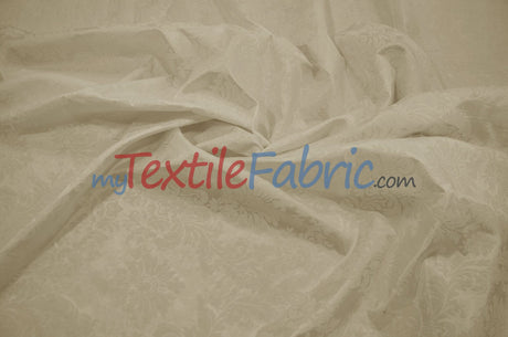 Damask Flocking Taffeta | Flocking Velvet Damask on Taffeta Fabric | 60" Wide | Curtains, Apparel, Cosplay, Costume, Decor | Fabric mytextilefabric Yards Ivory on Ivory Damask 