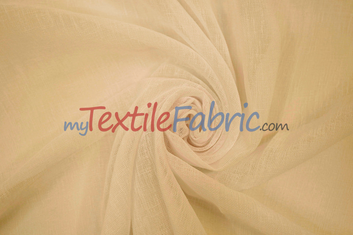 Extra Wide Turkish Sheer Fabric | 108" Wide | Textured Sheered Linen Fabric for Drapery and Curtains |