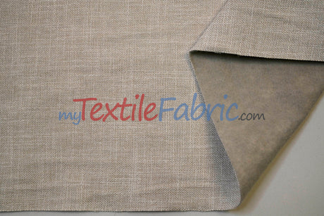 Upholstery Weight Poly Linen Fabric | Durable Backed Linen | 60" Wide | Non Woven Backing | Ideal for Upholstery, Cushions & Drapery