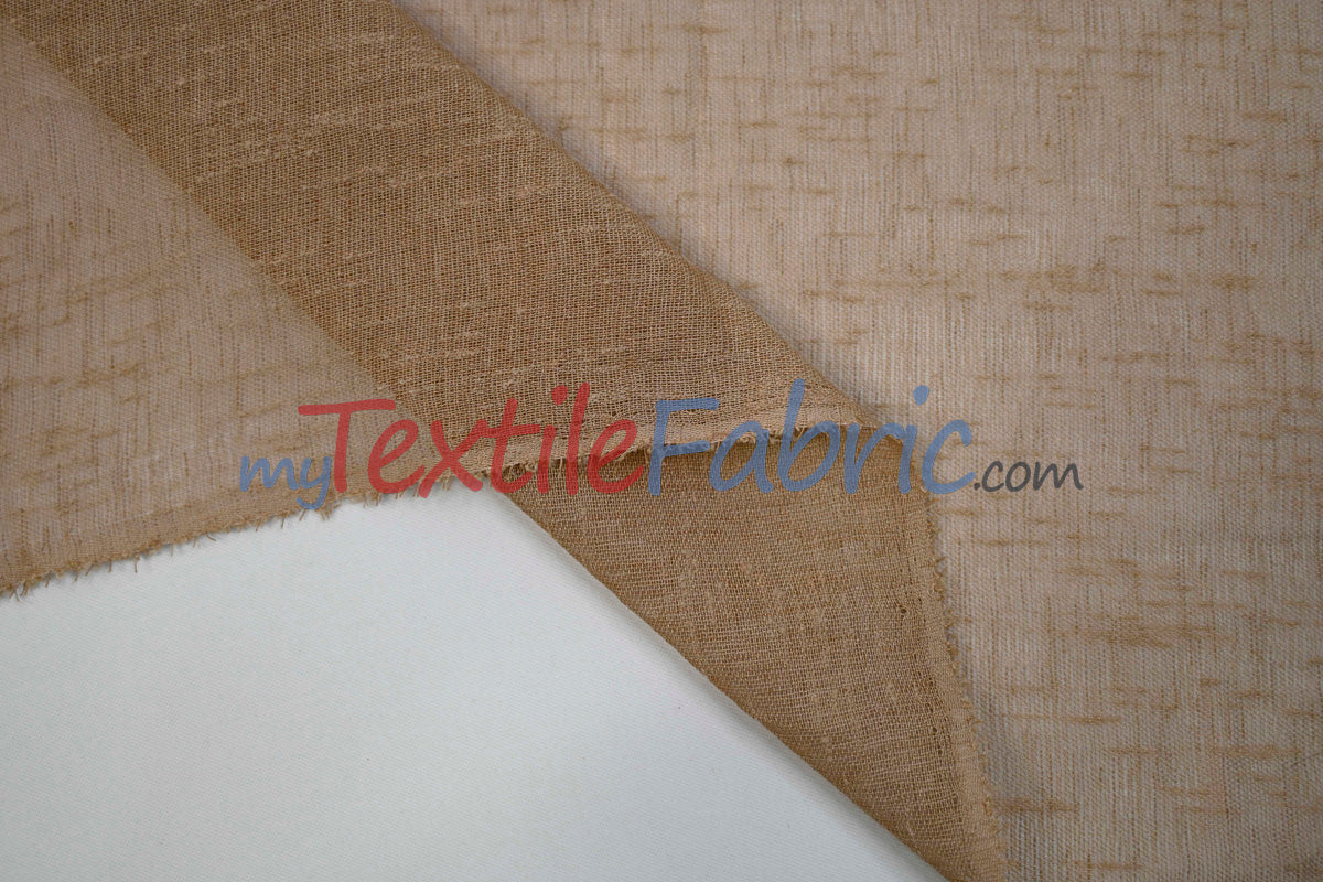Swiss Sheer Fabric | Linen-Look Sheer Drapery | 130″ Wide | Event & Home Curtains | Available in 15 Colors