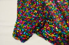 Load image into Gallery viewer, Rainbow Square Sequins | Colorful Sequins Fabric Sewn on Mesh | 52&quot; Wide| Multi Color Sequins |