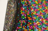 Rainbow Square Sequins | Colorful Sequins Fabric Sewn on Mesh | 52" Wide| Multi Color Sequins |