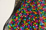 Rainbow Square Sequins | Colorful Sequins Fabric Sewn on Mesh | 52" Wide| Multi Color Sequins |