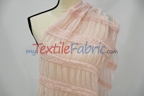 Pleated Ruffle Chiffon Fabric | Lightweight Texture | 100% Polyester | 44/46" Wide